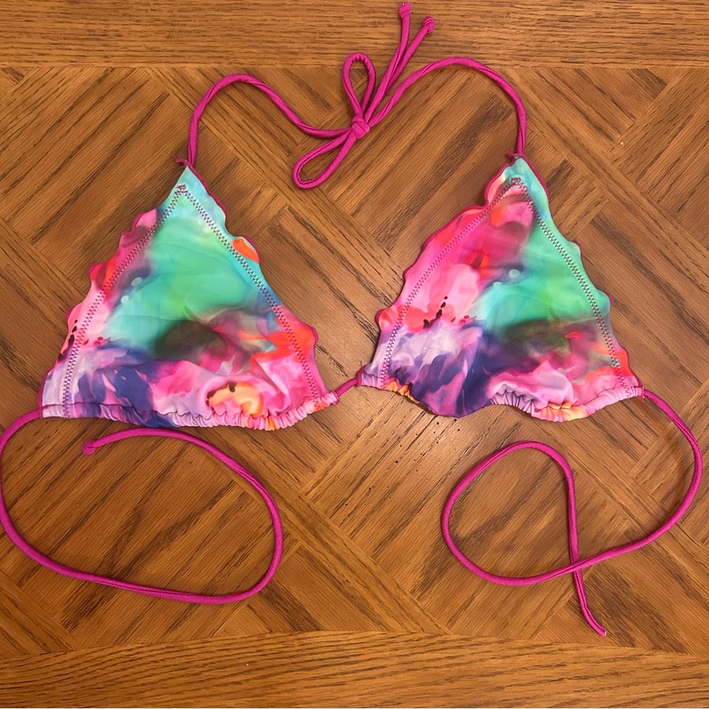 VENUS Pink purple teal ruffle Bikini Top